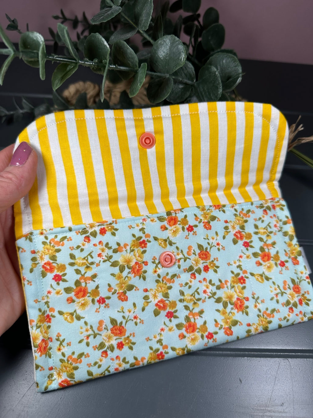 spring vibes quilted fabric wallet