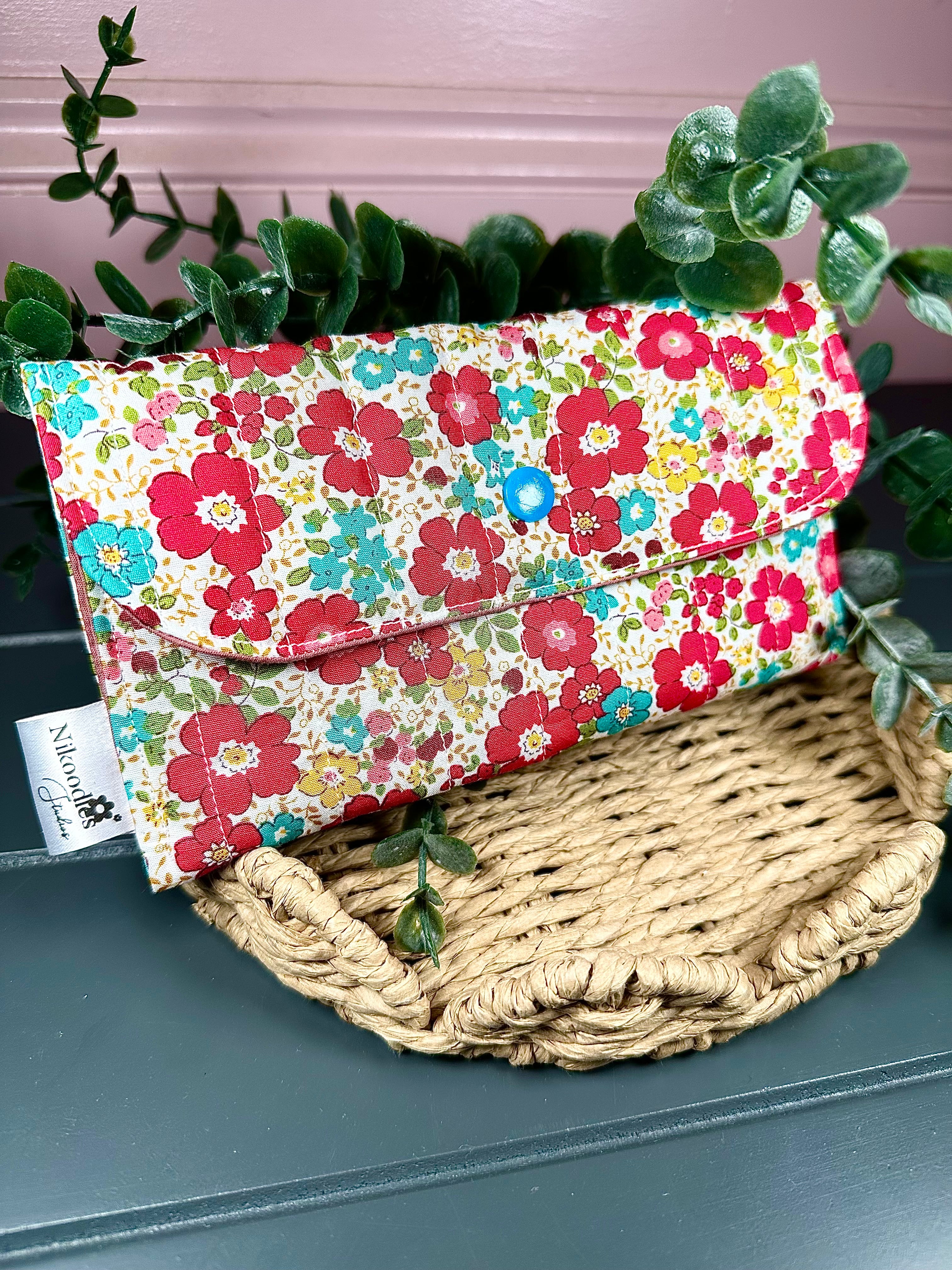 Red floral wallet