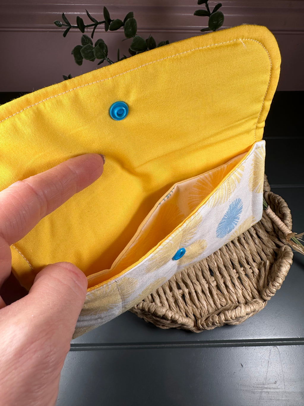 sunshine quilted fabric wallet