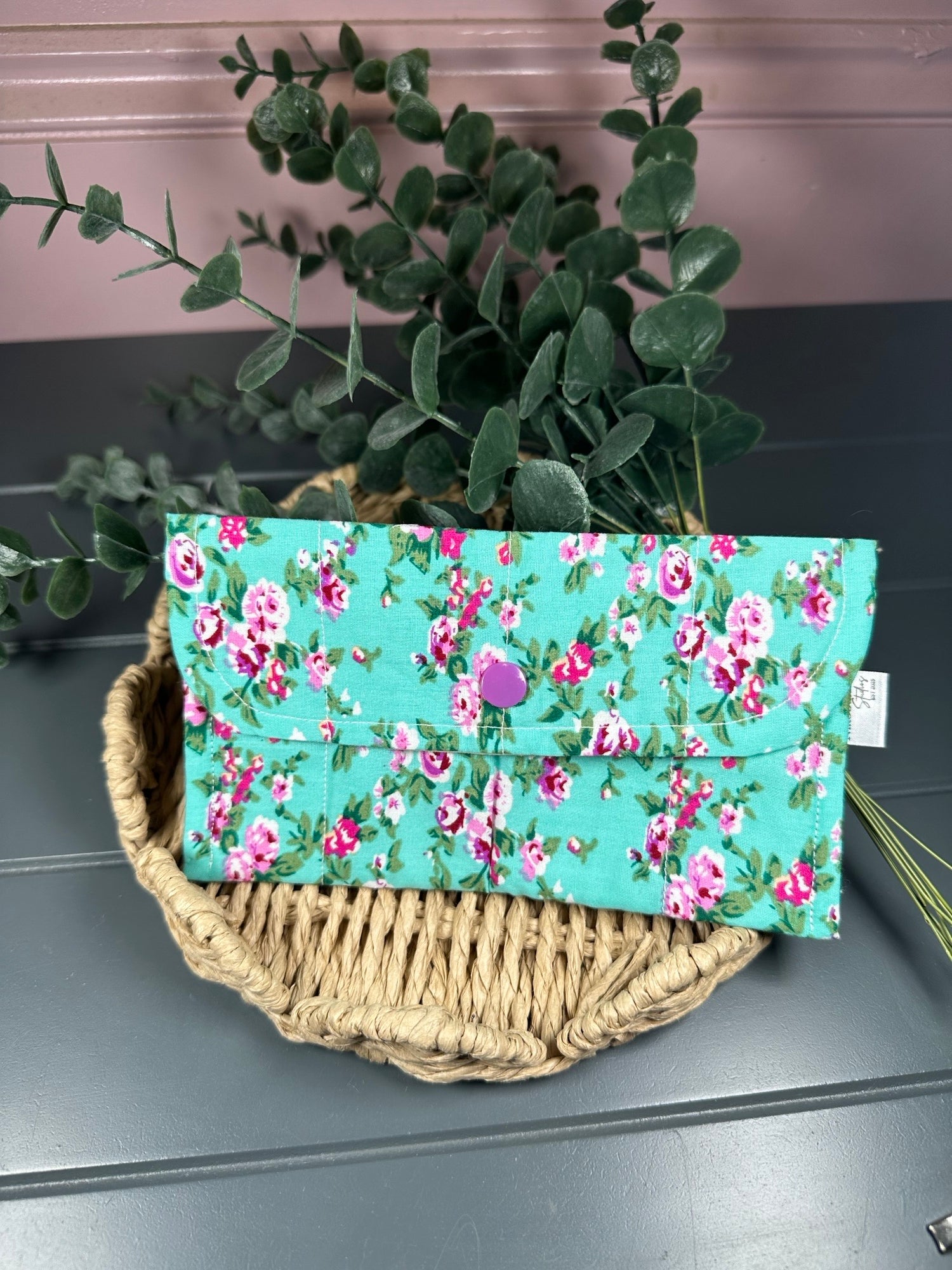 rose fabric quilted wallet