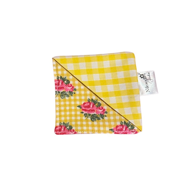 Yellow floral fabric corner bookmark