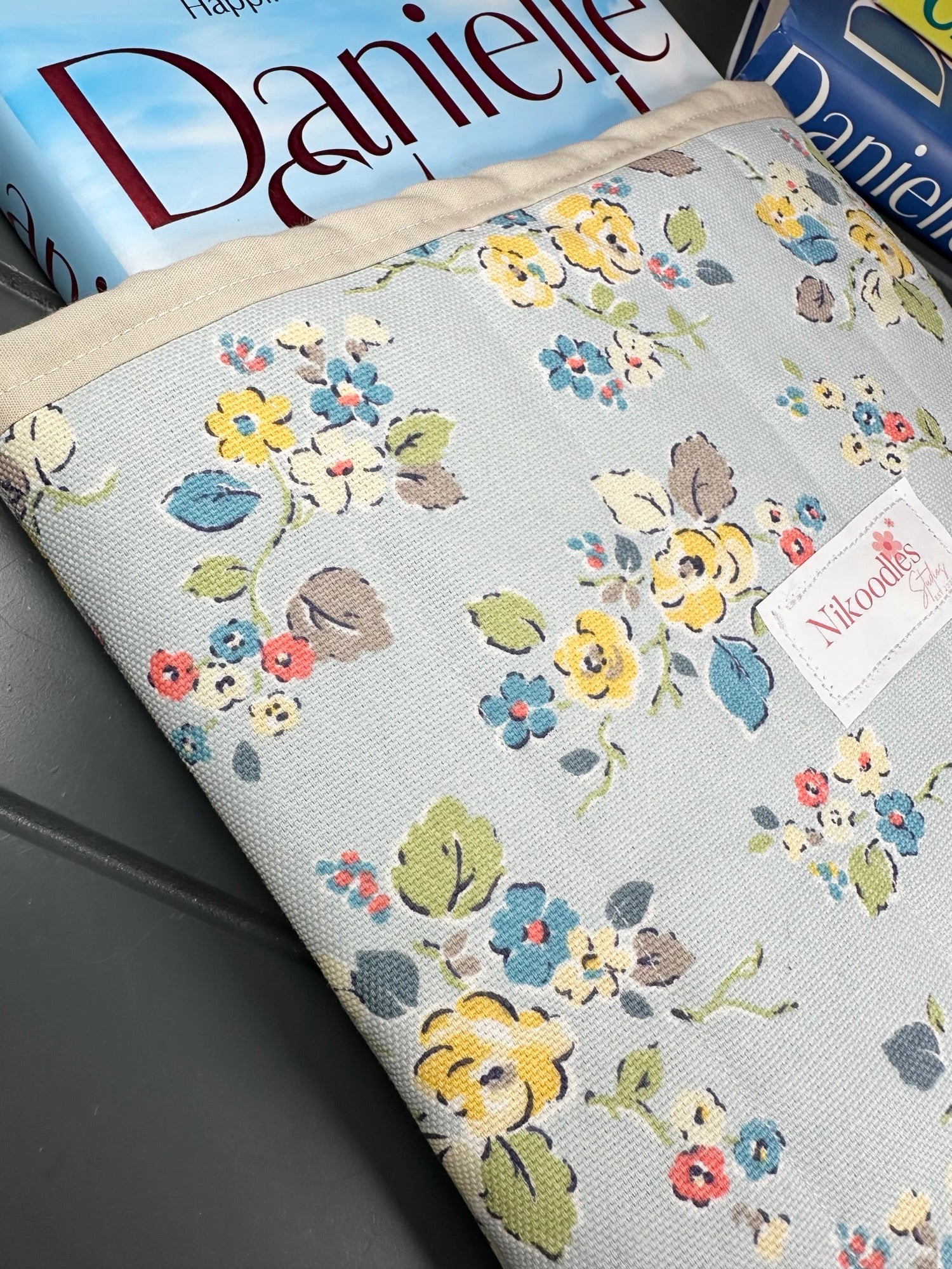 Blue floral book sleeve