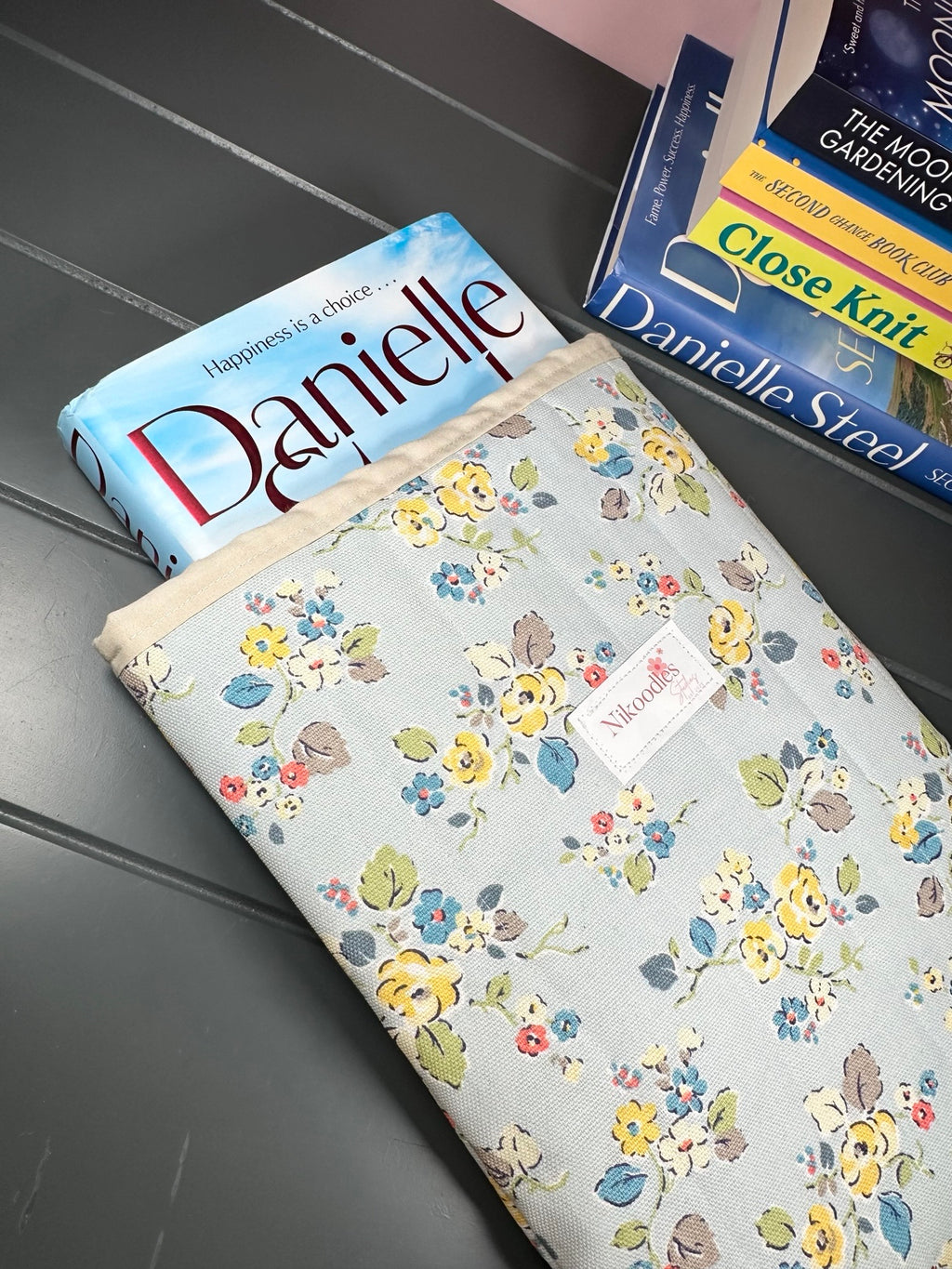 Blue floral book sleeve