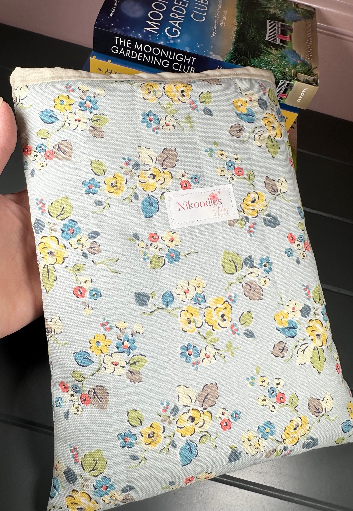 Blue floral book sleeve