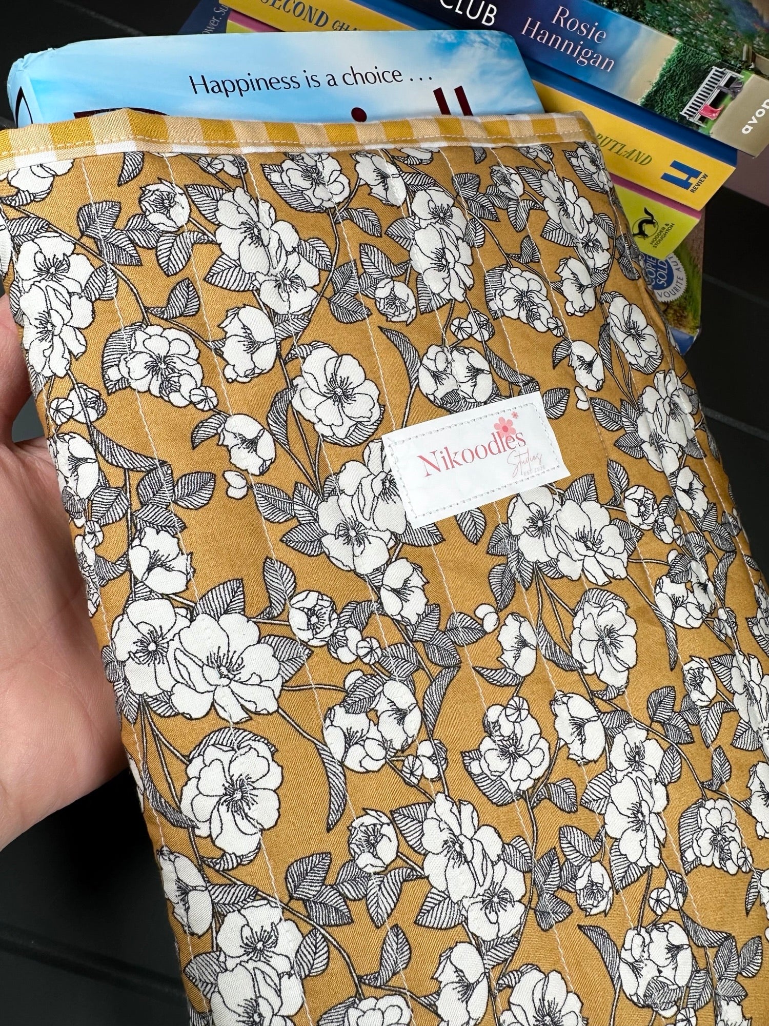 Floral mustard book sleeve