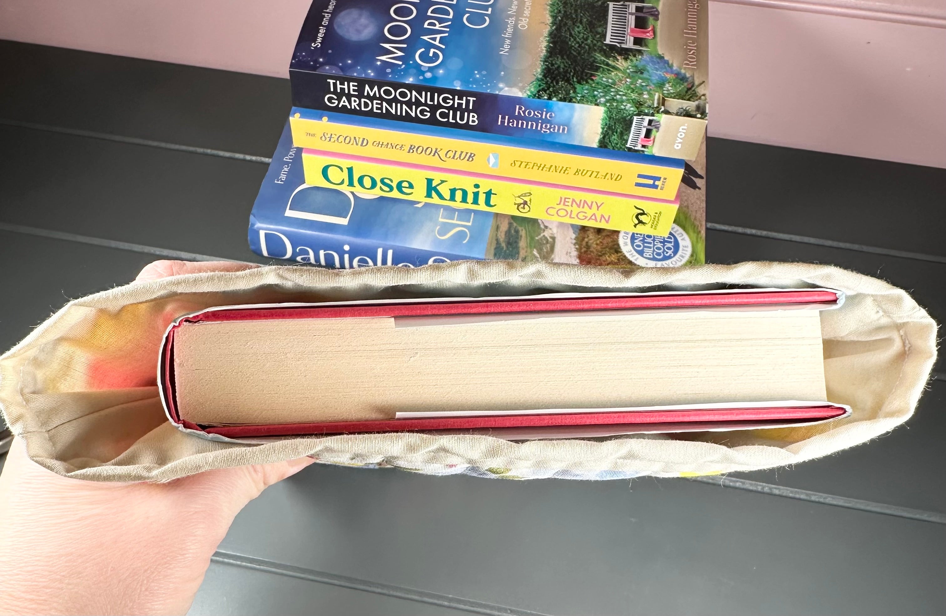 pink and yellow floral book sleeve