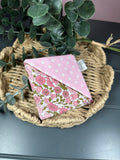 Pink polka dot floral fabric corner bookmark