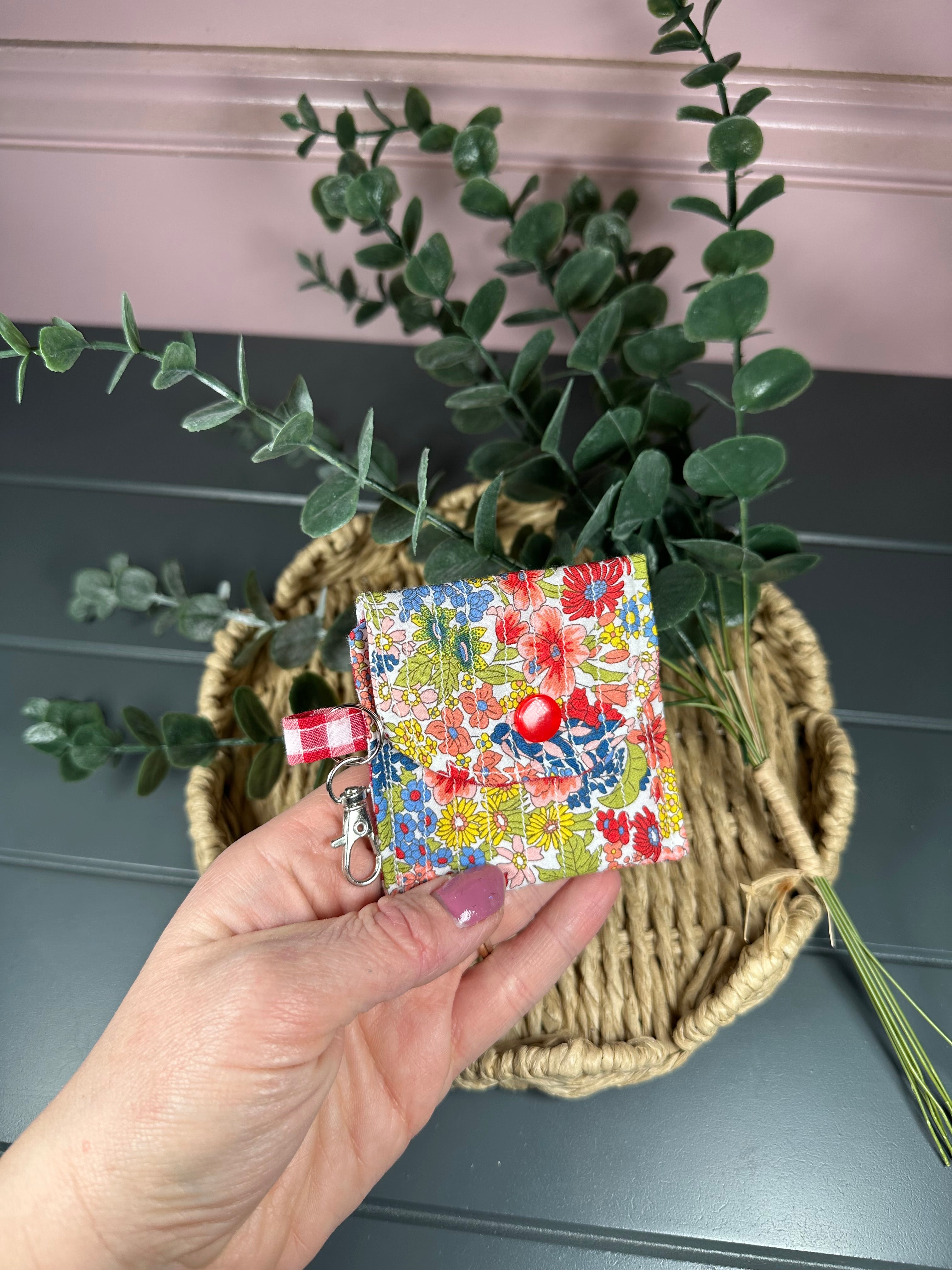 Red floral quilted airpod case